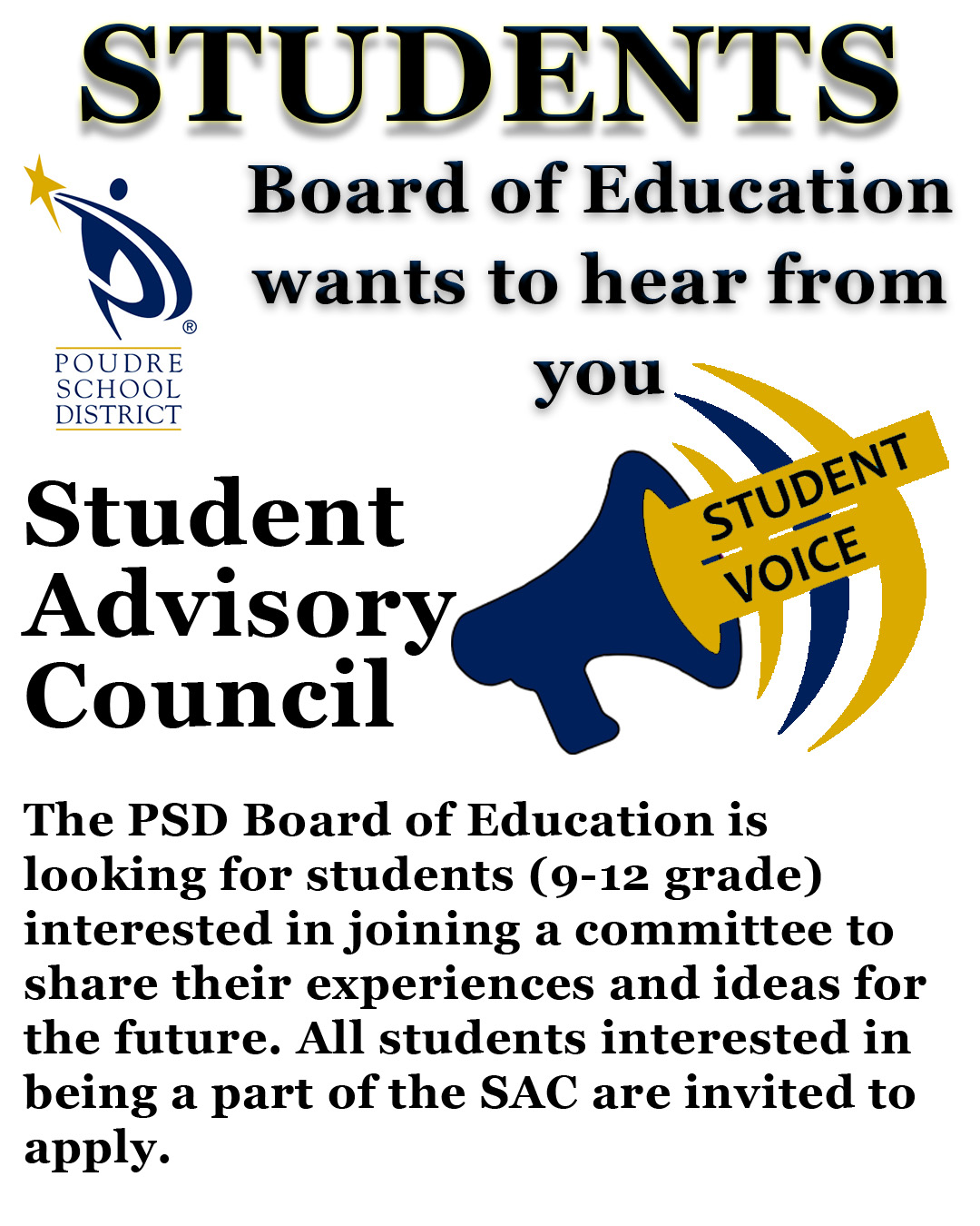 Join the school board’s Student Advisory Committee (SAC)